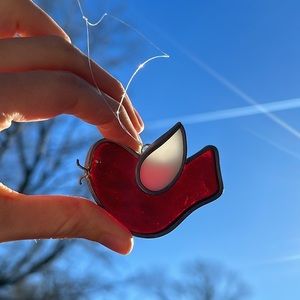 Vintage Stained Glass Bird Sun Catcher